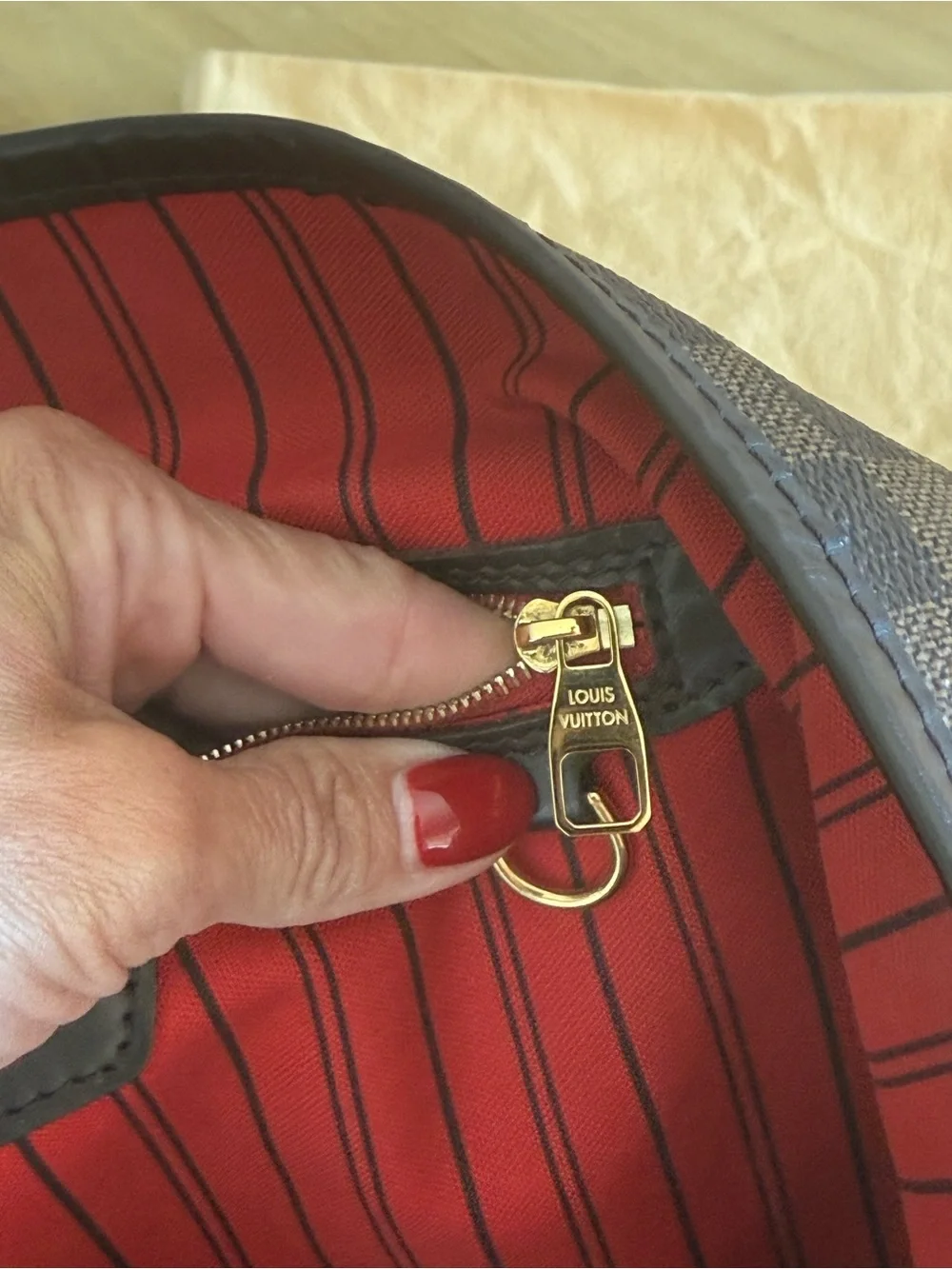 Louis Vuitton Damier Ebene Check Hobo with Gold-Tone Accent